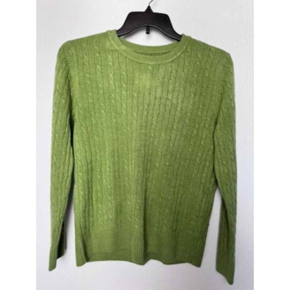 Bass‎ Sweater Men's XL Green Cable Knit Crew Neck Academia  Business